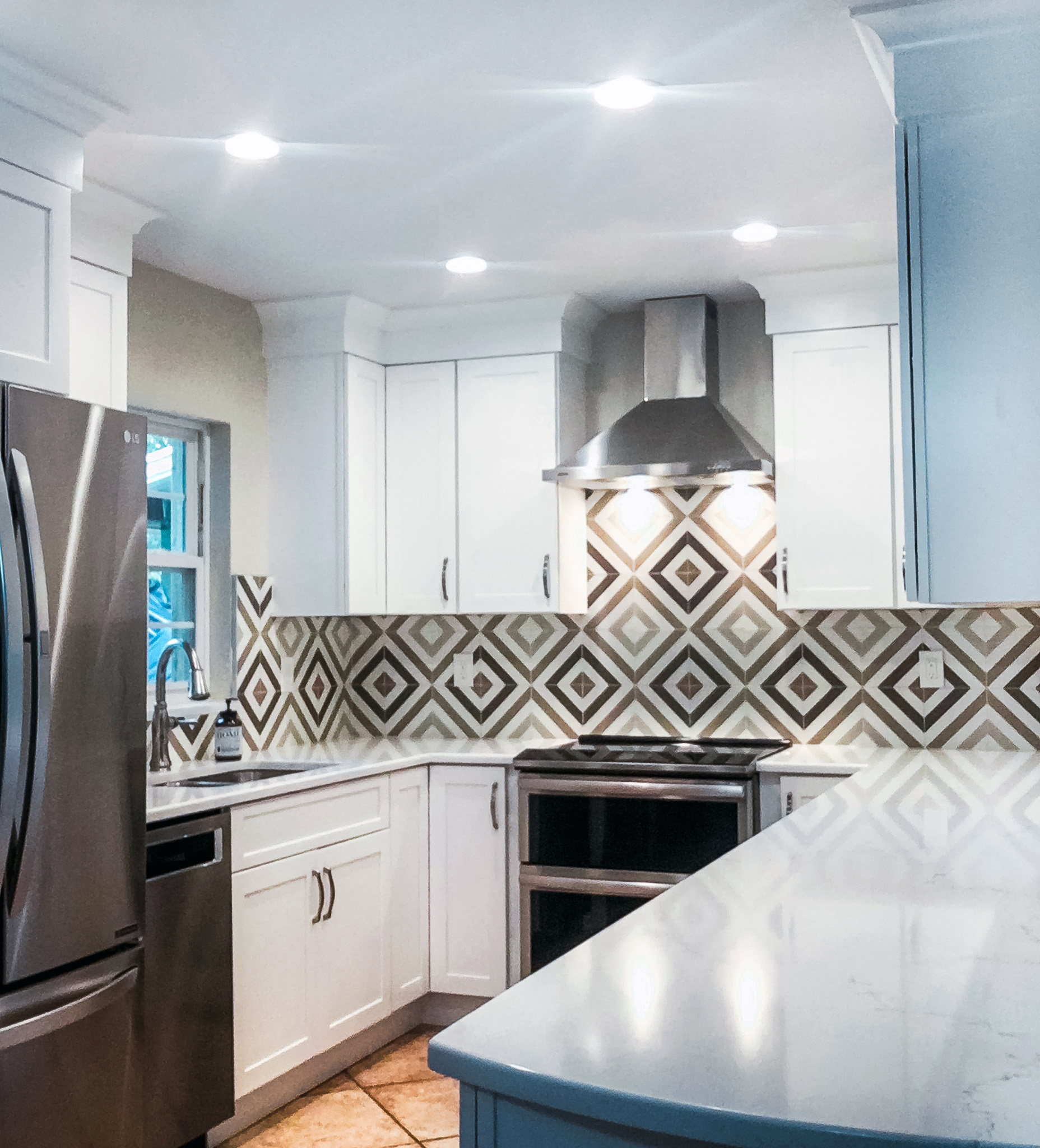 Residential Install Diagonals Cement Tile